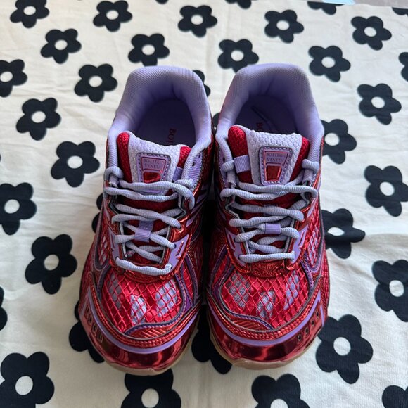 Bottega Veneta Orbit Metallic Red Wisteria Low Top Sneakers - Picture 5 of 9